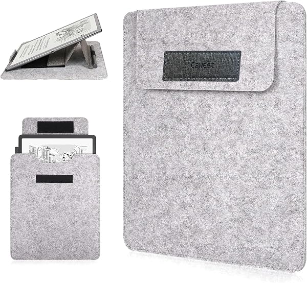 Caweet Custodia protettiva per Kindle Scribe da 11 pollici, adatta a Colorsoft di prima generazione e versione 3a generazione 2025, pelle PU Premium con supporto pieghevole, grigio - 1