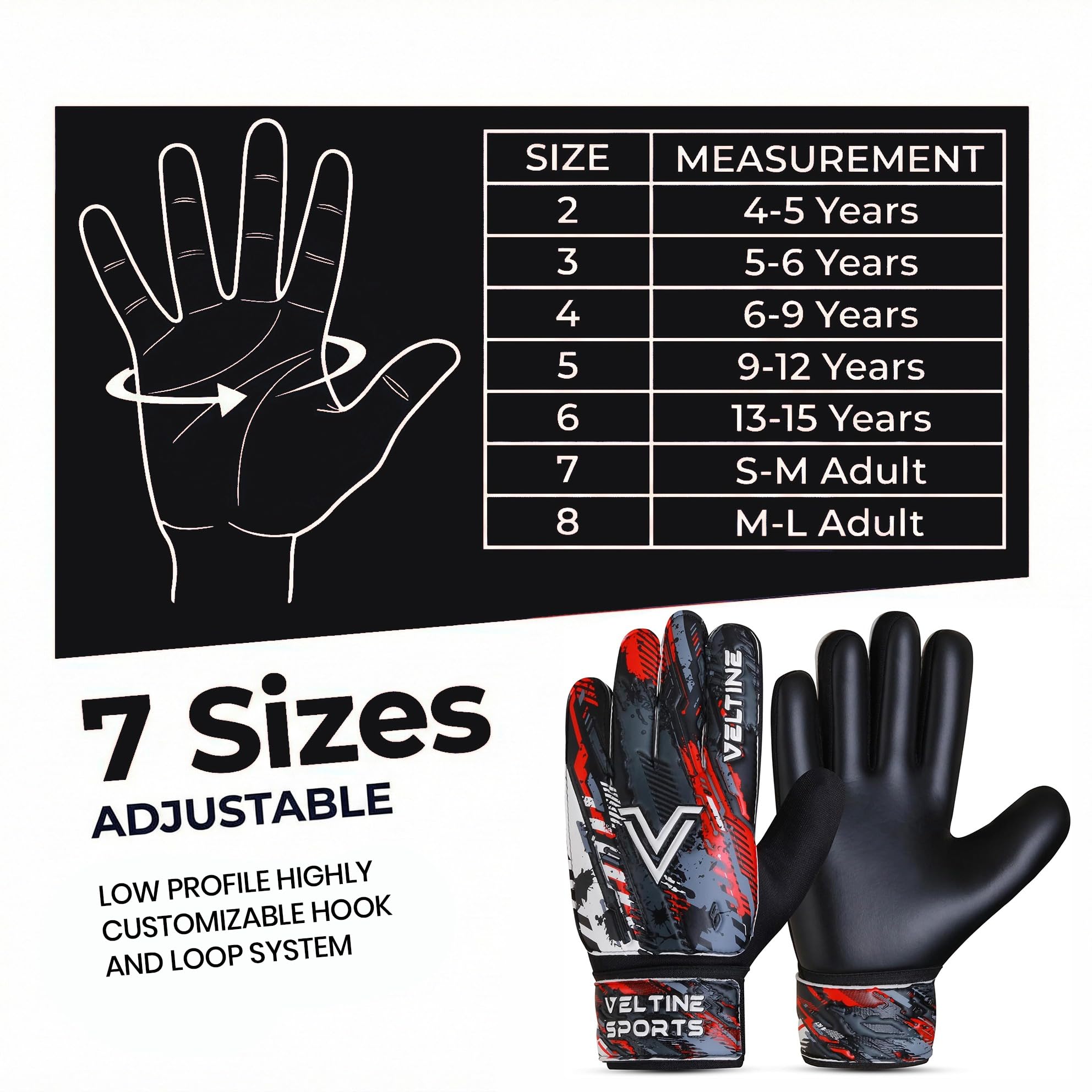 Guantes de portero de fútbol para niños, jóvenes y adultos, guantes de portero de fútbol con doble protección de muñeca y látex de 4 mm, antideslizante, agarre fuerte en la palma
