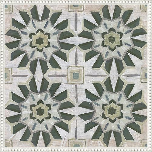 Amanti Art Framed Canvas Wall Art 22x22 Vintage Verdigris Tile III by June Erica Vess, Framed Wall Art Canvas, Abstract Artwork, Traditional Decor,