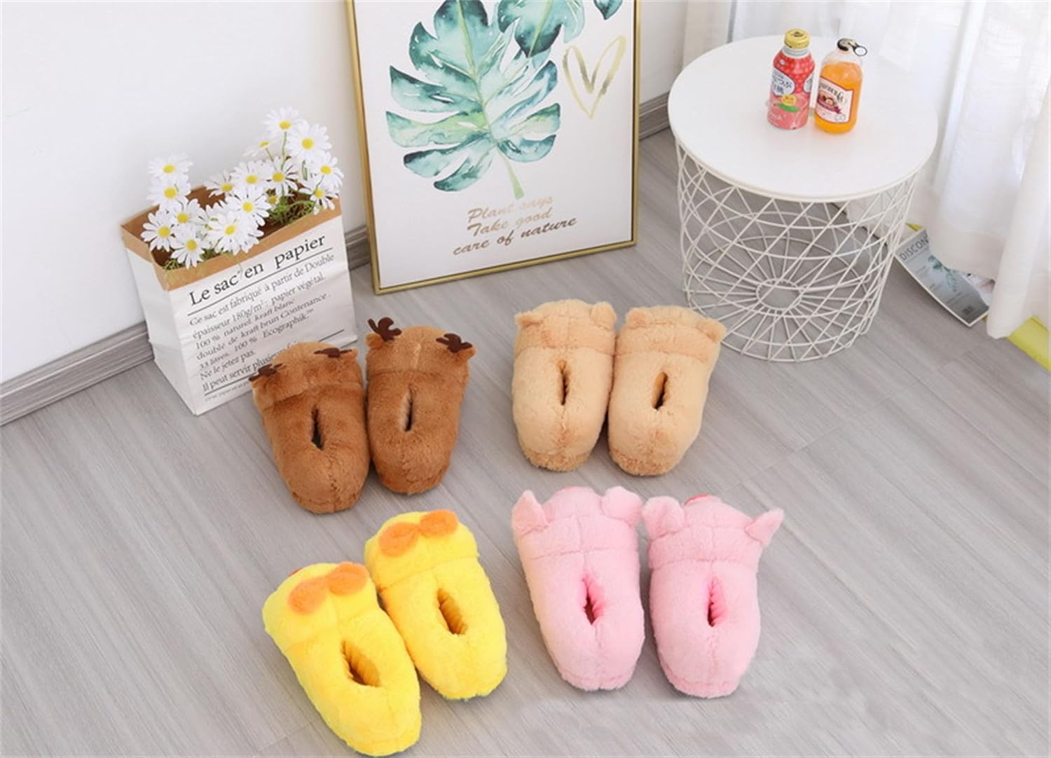 Cute Pig Cartoon Animal Home Furry Slippers - Women's Warm Winter Slippers - Image 7