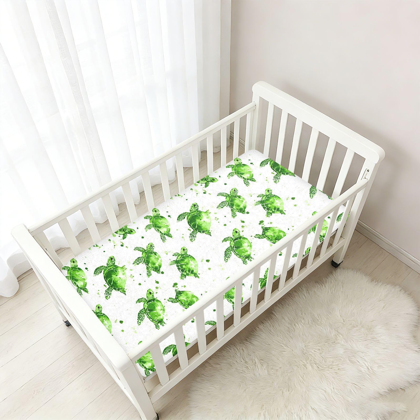 Babybettlaken für Jungen und Mädchen, weiche Matratze, 71,1 x 132,1 cm, Schildkrötengrün
