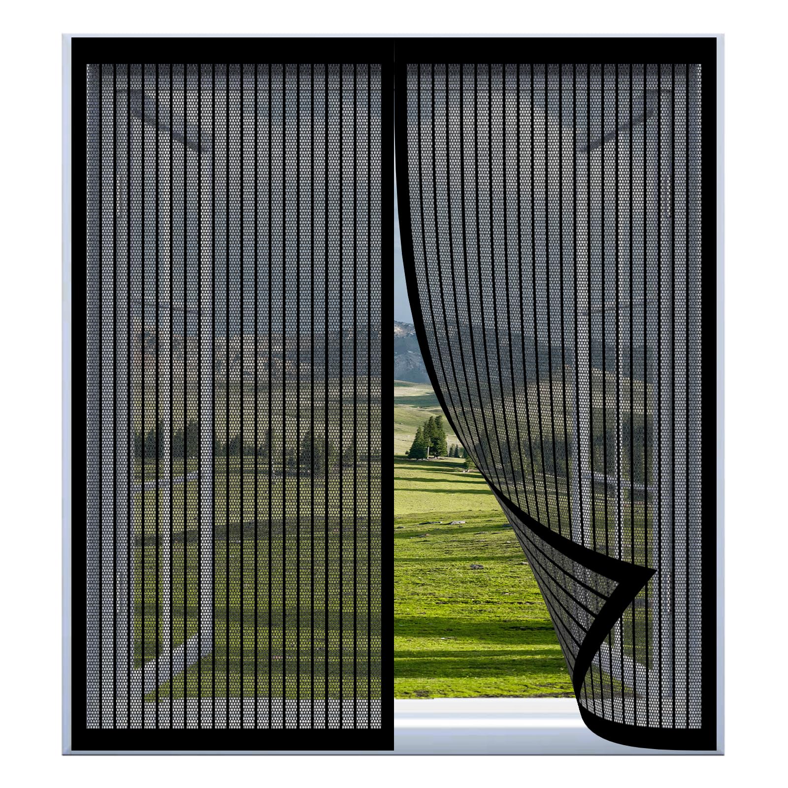 Yuanwan Black Window Pollen Screen 95 X 55 Cm Easy Installation No Drilling Or Screwing Fly Screen Mosquito Magnetic Window For Windows Nets To Keep Bugs Out,