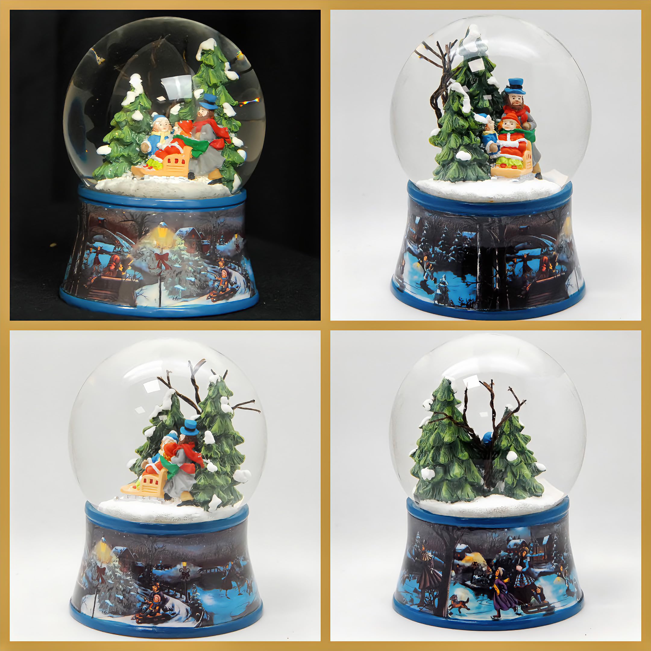 Schneekugel Spieluhr Weihnachten | Winter | H: 14 cm B: 10 cm | 20266 | Schüttelkugel mit Musik Stille Nacht heilige Nacht | Winterspaziergang mit Familie | Weihnachtsdekoration