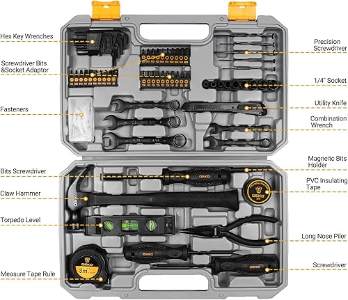 Miniatura 8 de DEKOPRO Kit de herramientas Caja de herramientas Herramientas de reparación para el hogar Conjuntos básicos de caja de herramientas de mano