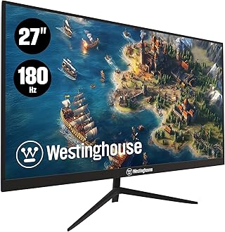 Westinghouse 27 Inch Flat Gaming Monitor, 180Hz, 1ms, AMD FreeSync Support, Low Motion Blur, 1080p Full HD IPS Display, for Office, PC & Console Games with Built in Speakers, 1x DisplayPort, 2X HDMI