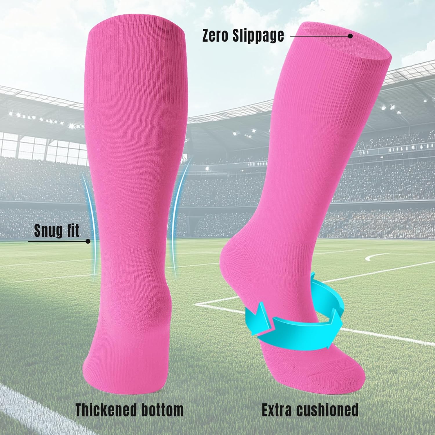 WERFORU Baseball Socks and Non-Metal Nickel-Free Belt-Adjustable Belt with Non-allergic Plastic Buckle Softball Socks for kid - Image 4