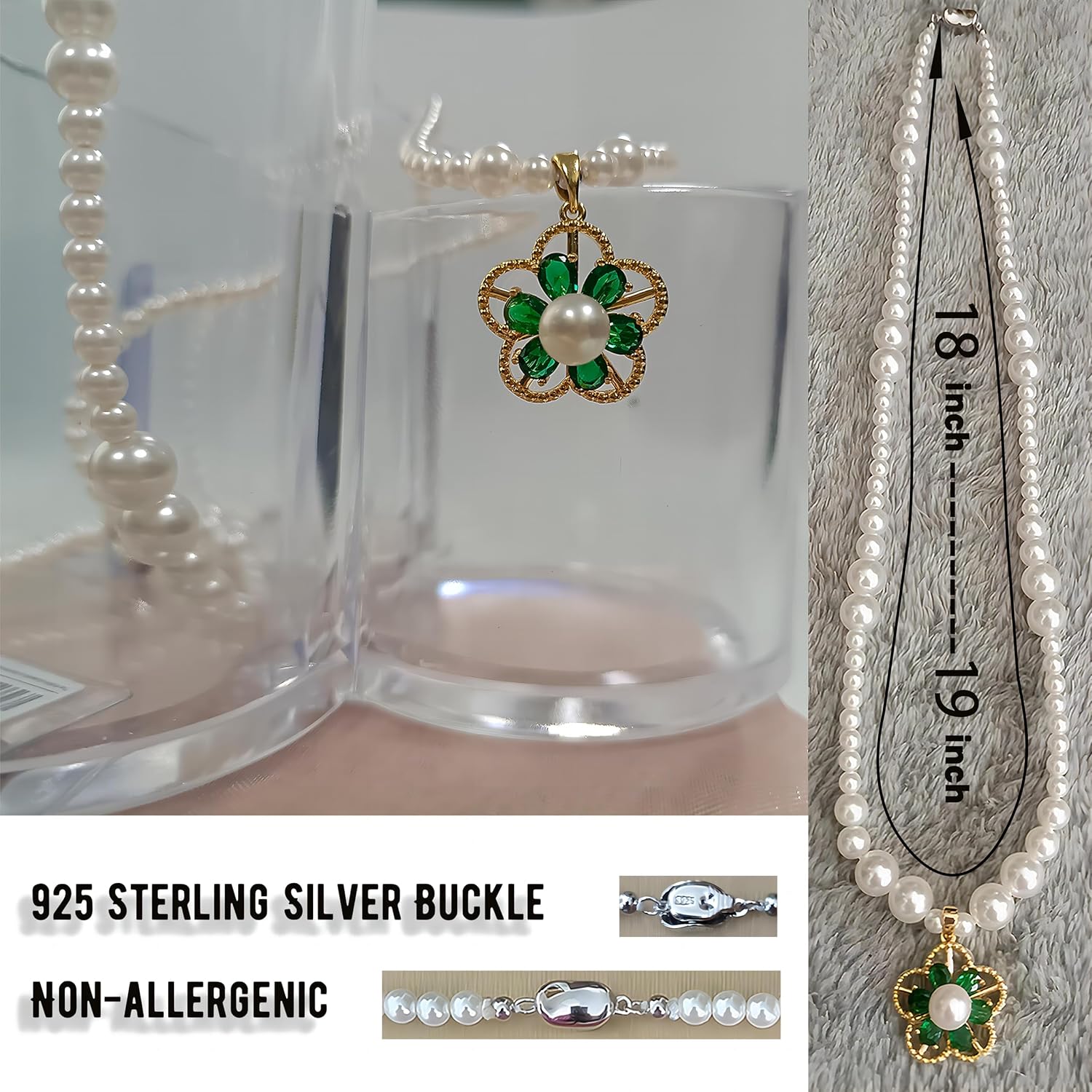 Pearl Strands-Spinning Pearl Pendant Necklace-925 Sterling silver Non-Allergenic Clasp - Unique Accessory Style