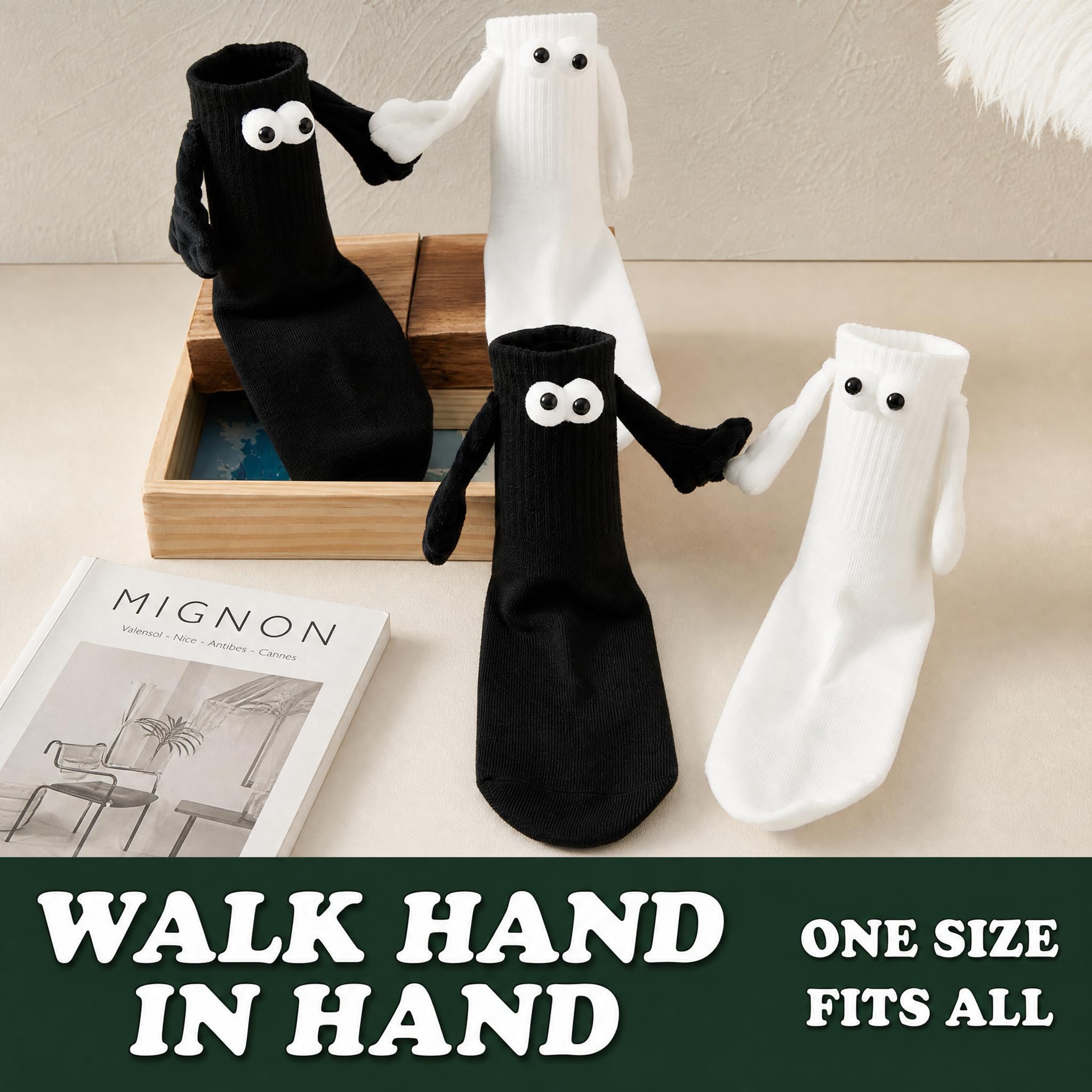 2 Paar Magnetische Socken Lustige Weihnachts Geschenke socken Magnet Hände - Image 4