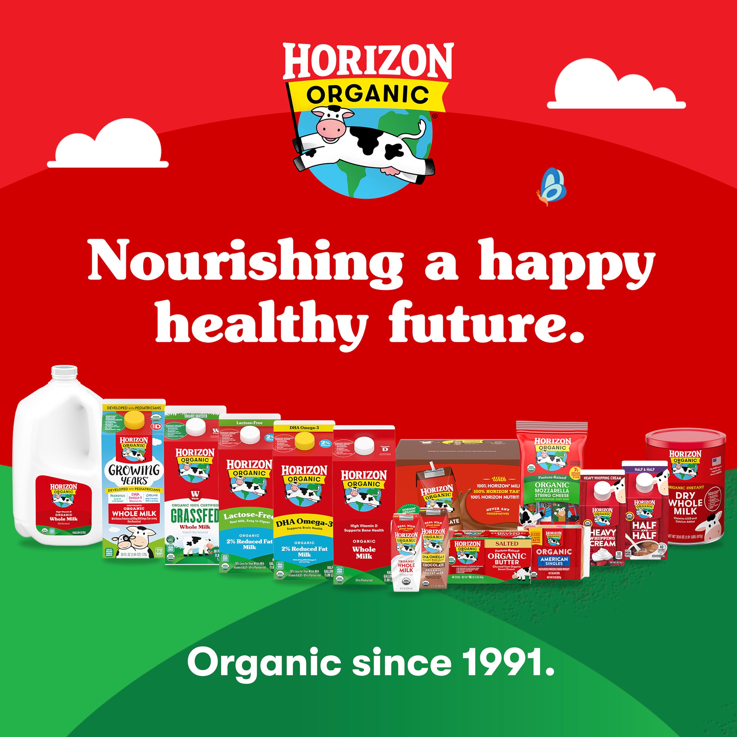 Horizon Organic Grassfed 2 Percent Milk, Rich and Creamy Reduced Fat Grassfed Milk, 59 fl oz Carton