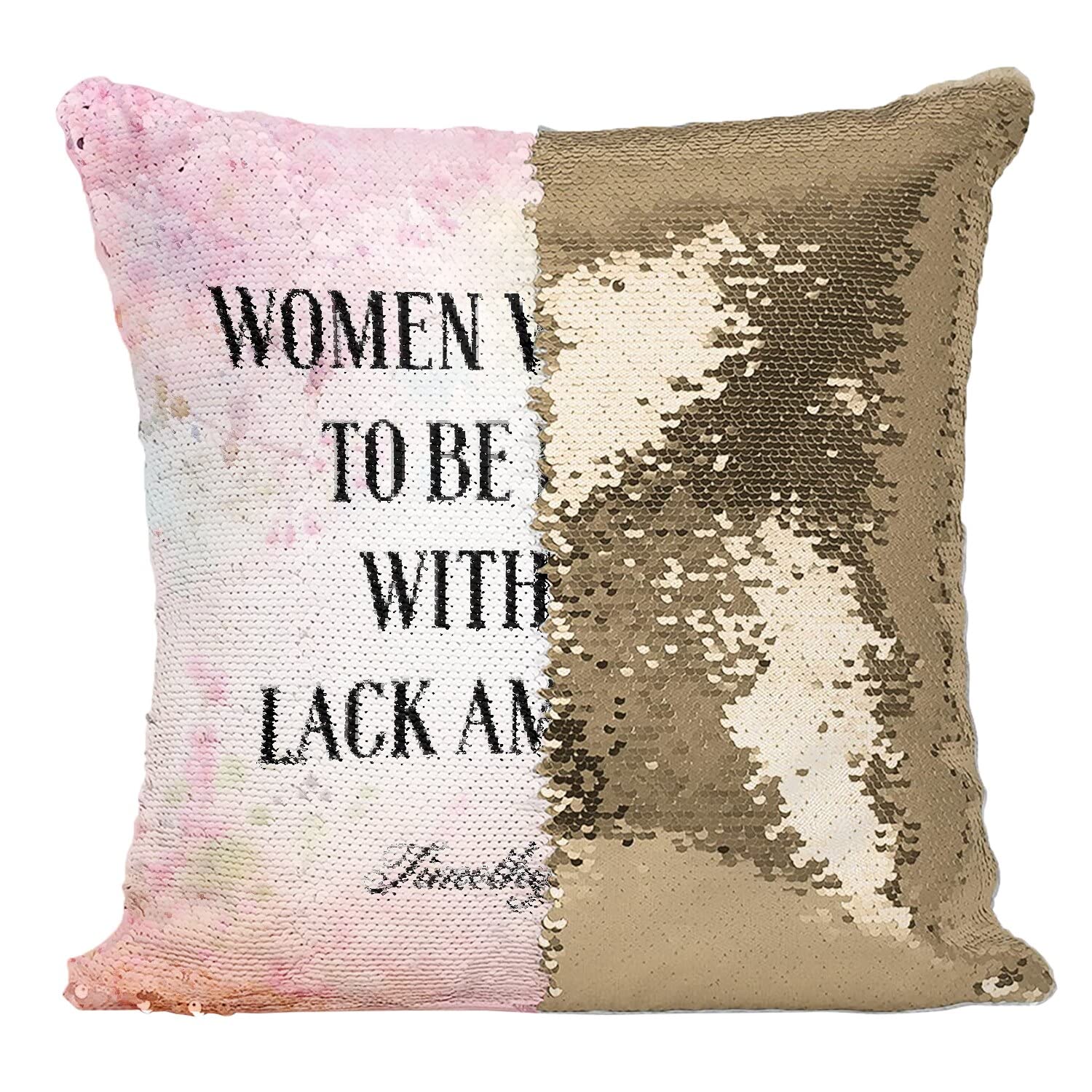 Coussin sequin paillettes doré Timothy Leary citation
