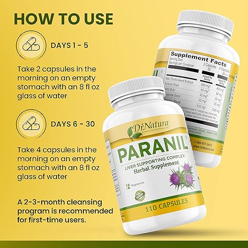 Miniatura 6 de DrNatura Paranil® Liver & Colon Cleanse - Complejo de 17 hierbas con cardo mariano para desintoxicación, 110 cápsulas vegetarianas