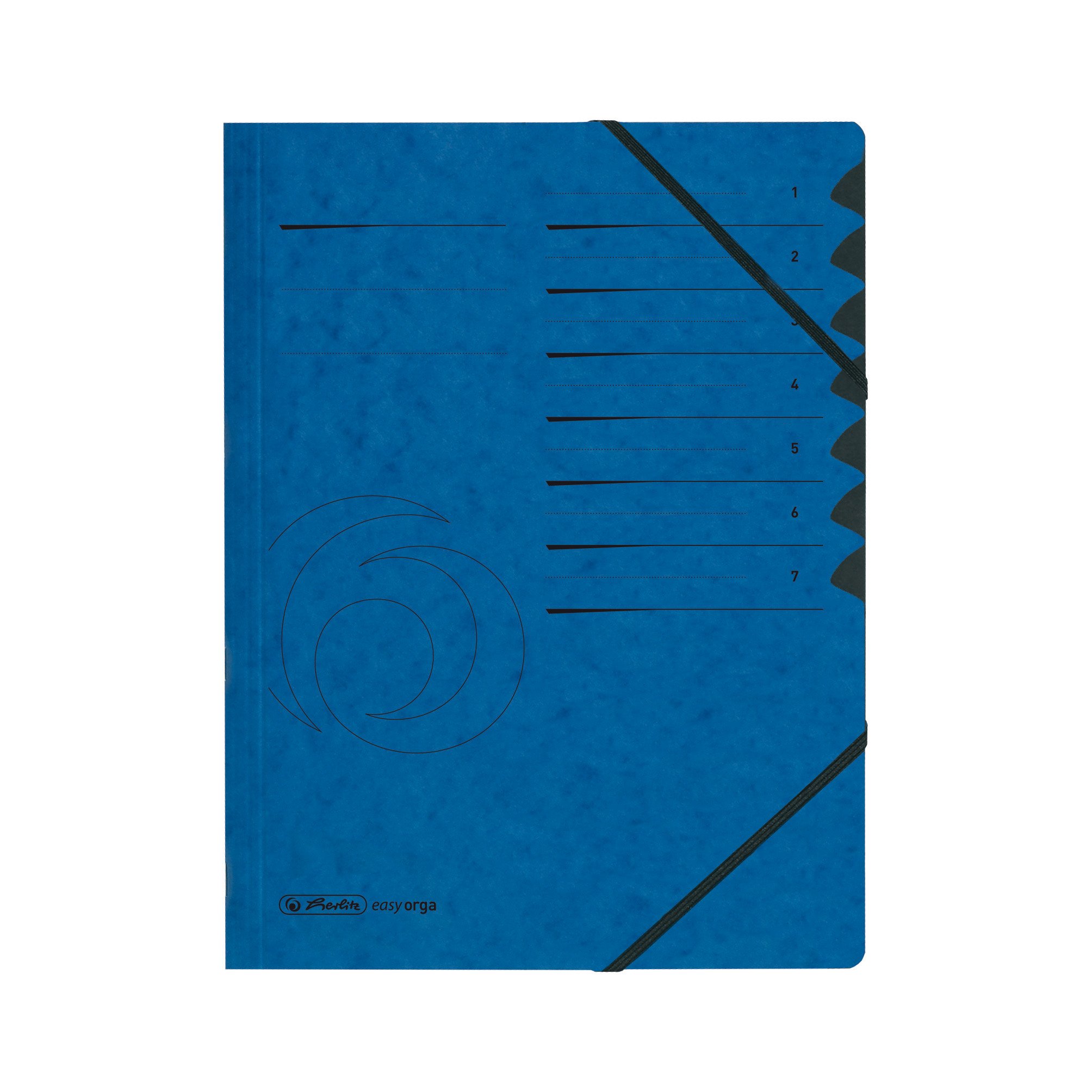 Herlitz Colorspan Part File Manilla Elasticated with Index Tabs 7-Part A4 Blue Ref 10843050