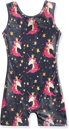 HOZIY Girls Gymnastics Leotards for Kids Tumbling Outfits Biketard Sparkle Adorable Pattern