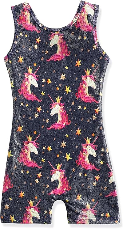 HOZIY Girls Gymnastics Leotards for Kids Tumbling Outfits Biketard Sparkle Adorable Pattern
