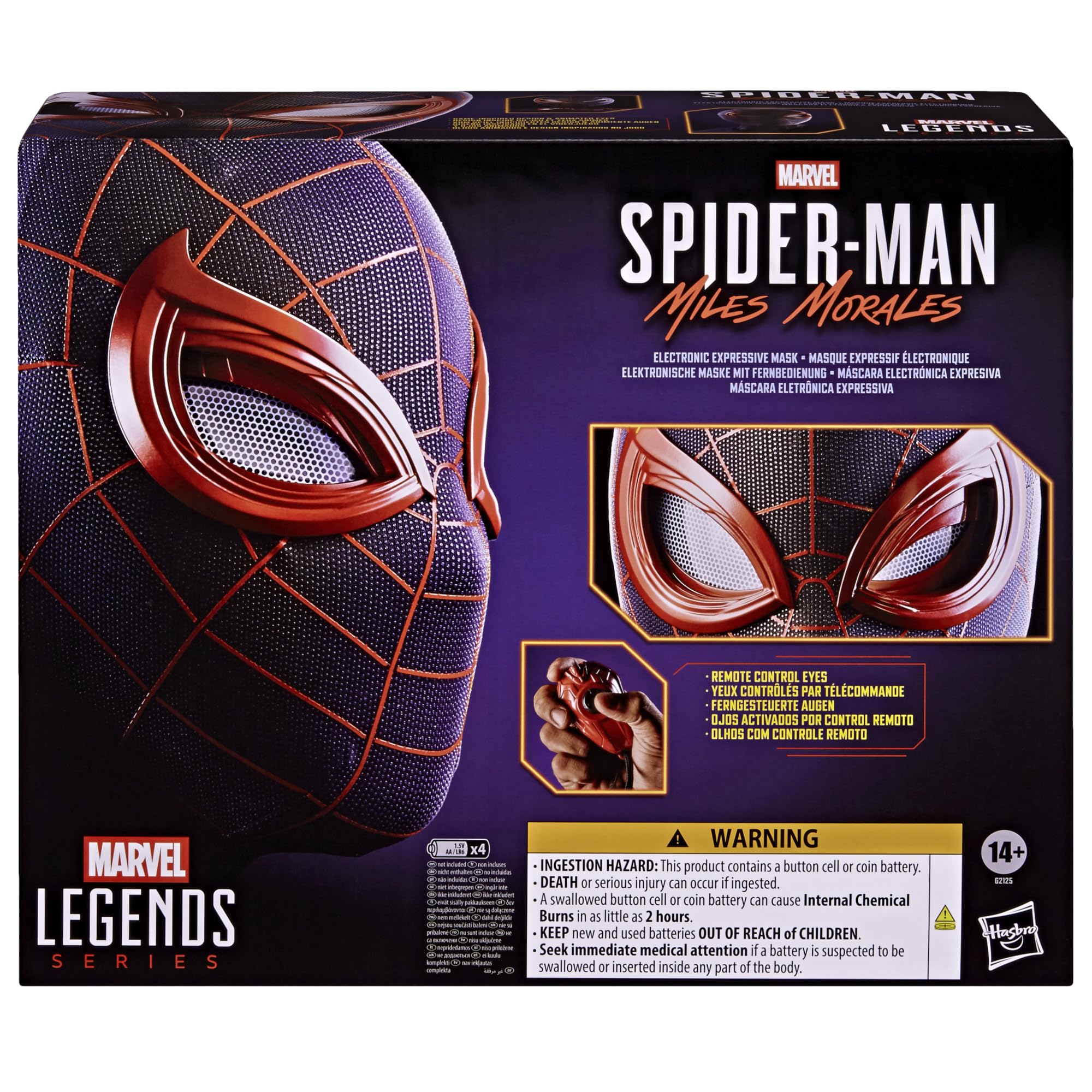 Hasbro Marvel Legends Series, Spider-Man: Miles Morales, maschera espressiva elettronica, articolo premium interattivo per roleplay per adulti