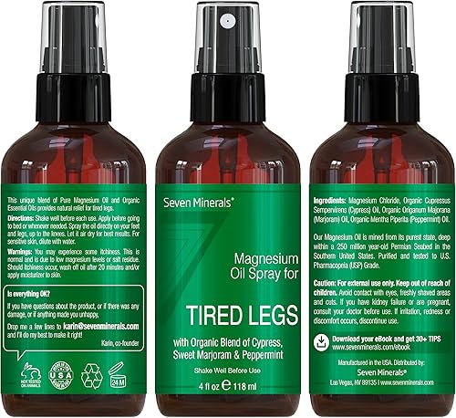 Miniatura 4 de Seven Minerals Spray de aceite de magnesio, potente mezcla hecha en Estados Unidos con aceites esenciales (ciprés, mejorana dulce y menta), libro