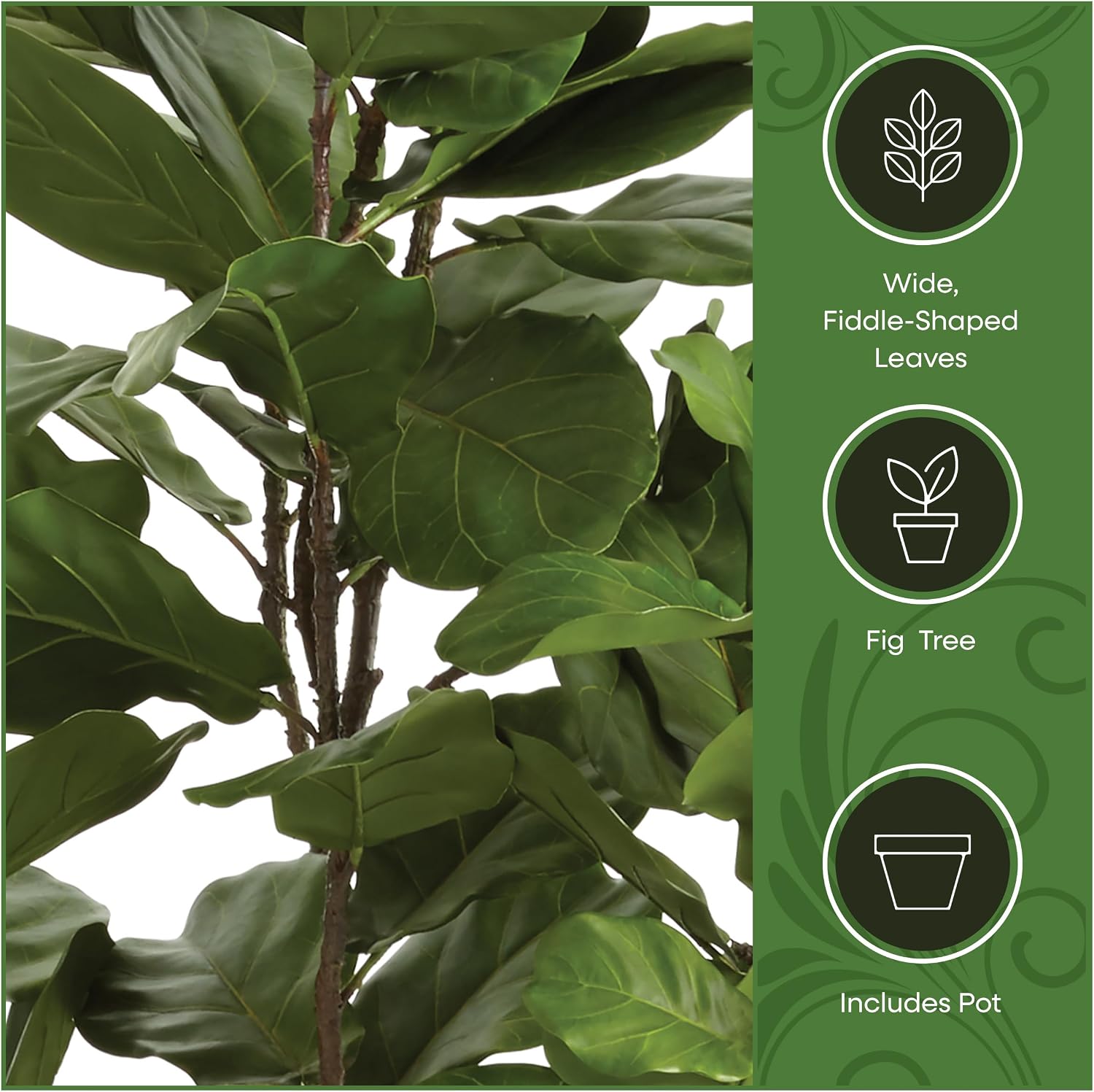 National Tree Company 79 Inch Artificial Fiddle Leaf Fig Tree in Clay Pot, Realistic Fake Tree Potted Plant, Clay Pot