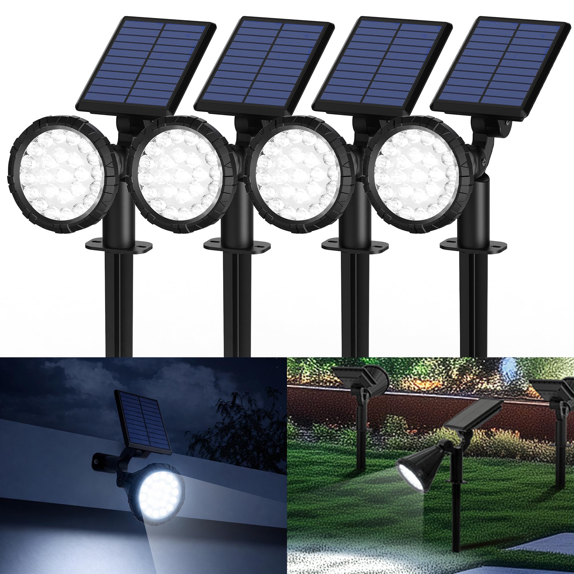 Solpex Solar Spot Lights Outdoor Garden,3 Modes, IP65 Waterproof, 25 LEDs Garden Solar Powered Spot Lights for Pathway, Garden, Fence(Warm White, 2 Pack)