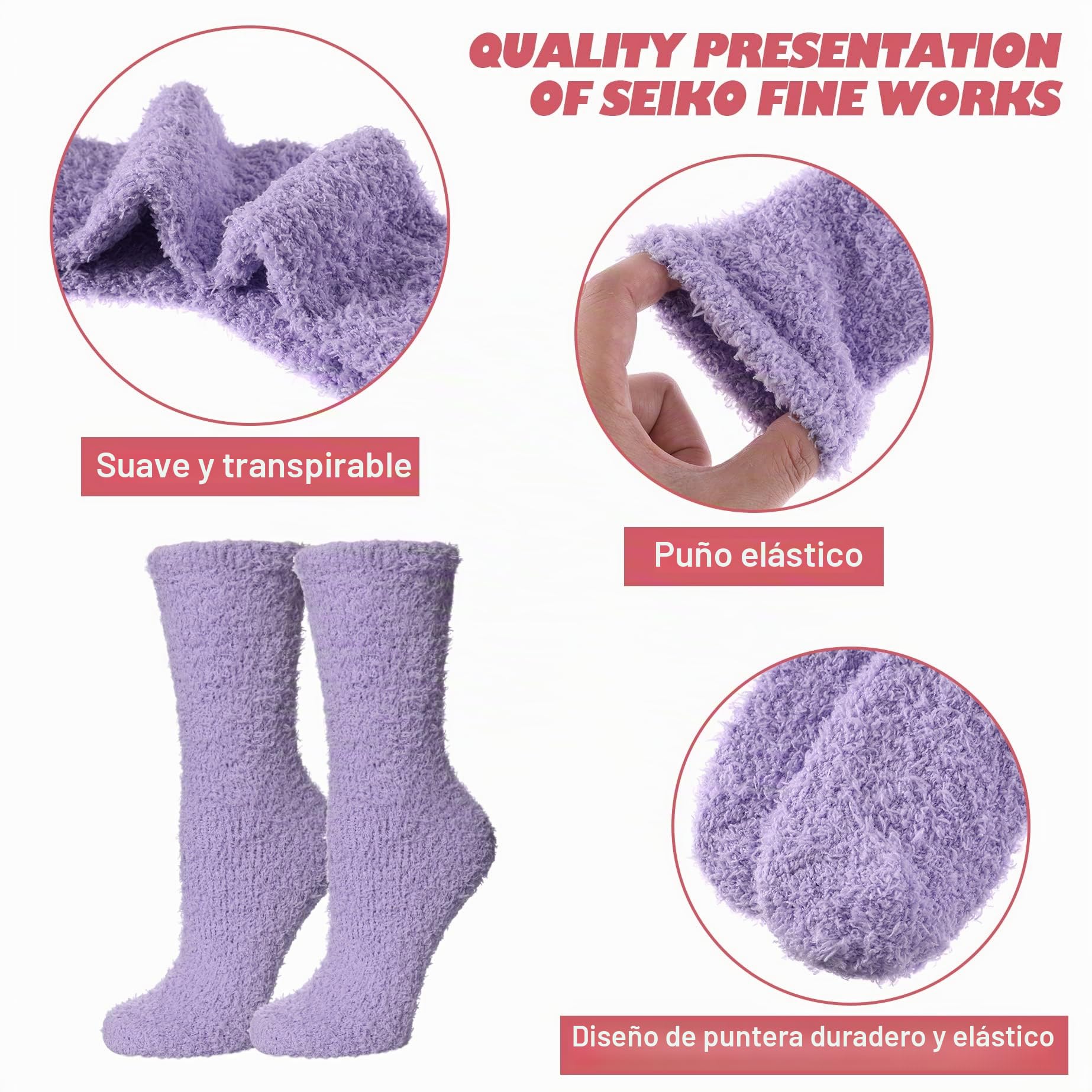 LINEMIN Calcetines mullidos para mujer, acogedores, esponjosos, cálidos, de microfibra, suaves, para dormir en casa
