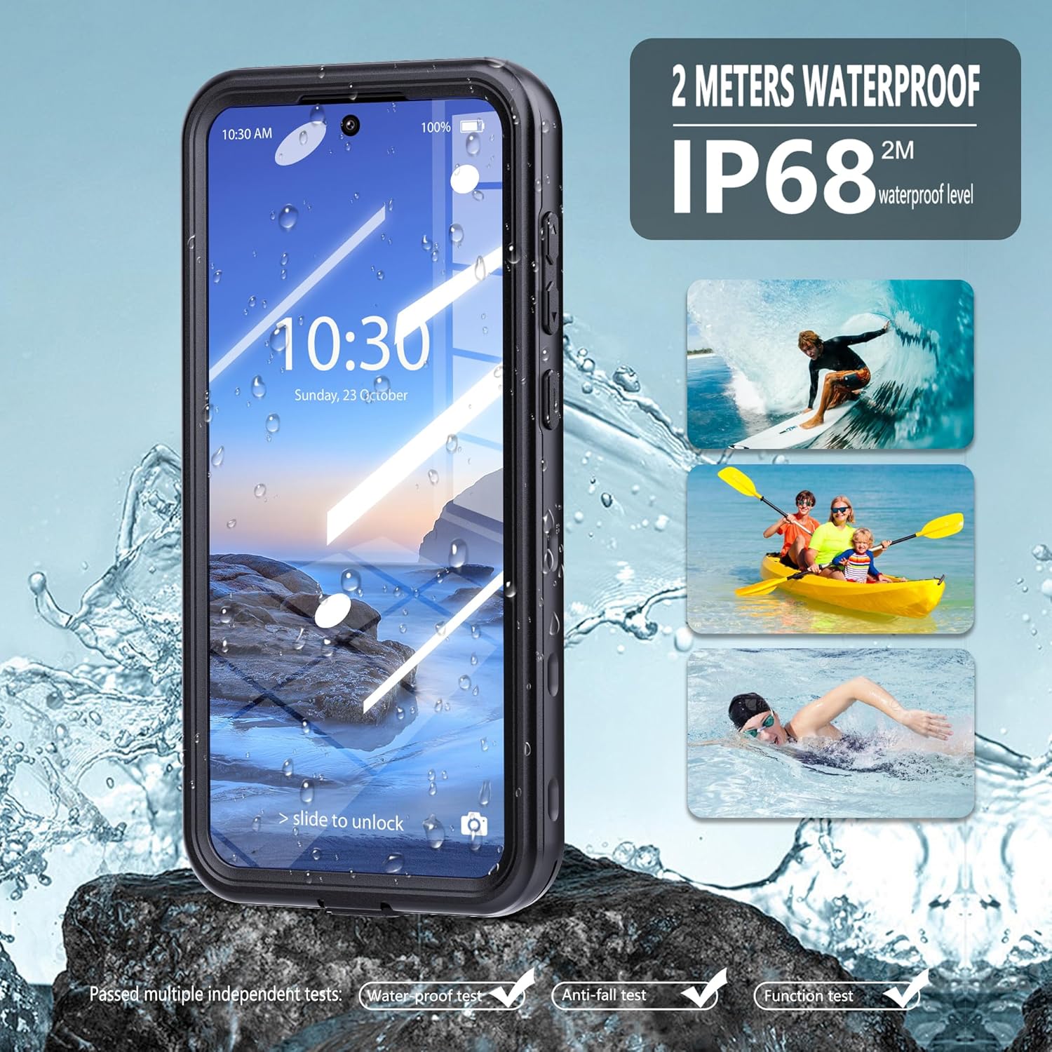 for Samsung Galaxy A37/A36 5G Case, IP68 Waterproof Shockproof Case, [Built-in Screen Protector] Military Dropproof Full Body Heavy Duty Rugged Phone Case for A37/A36 5G - Black/Clear