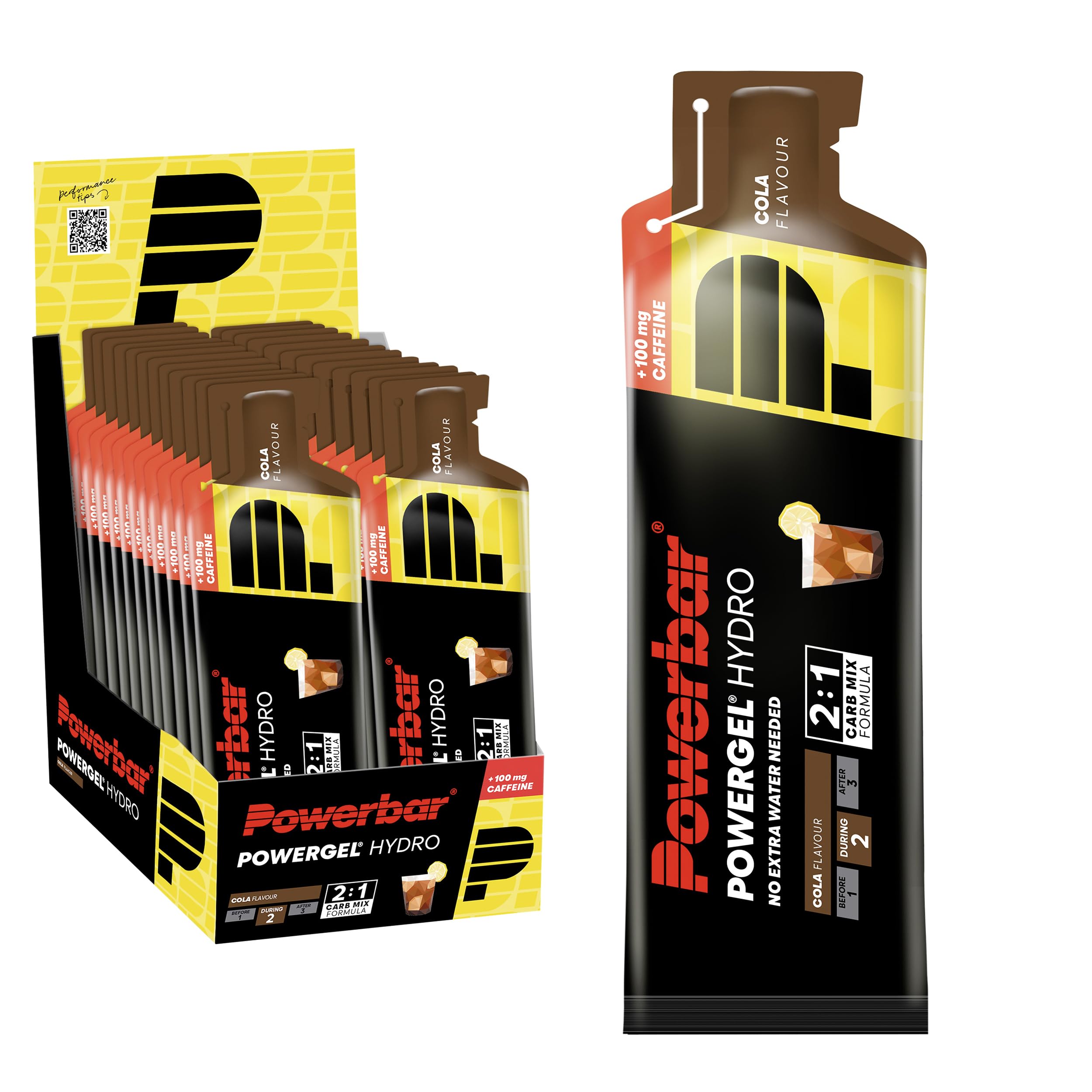 Powerbar PowerGel Hydro Cola 24x67 ml - High Carb Energy Gel + C2MAX + 100 mg Caffeine