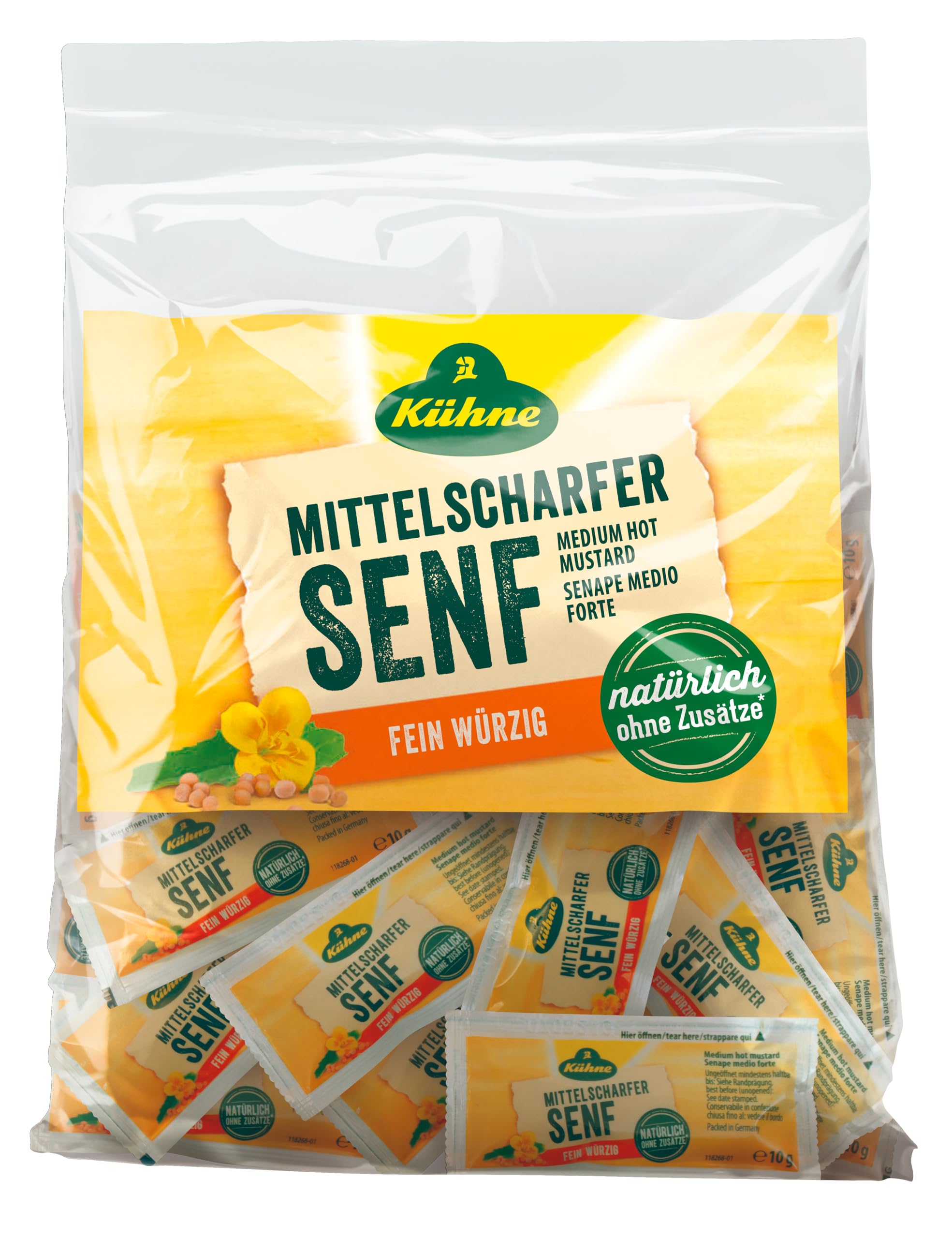 Kühne Senf mittelscharf, 150x10g Portionsbeutel