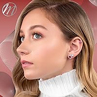 Vista 4 de Aretes de plata de ley con flores pequeñas simulados para niñas de 0.236 in