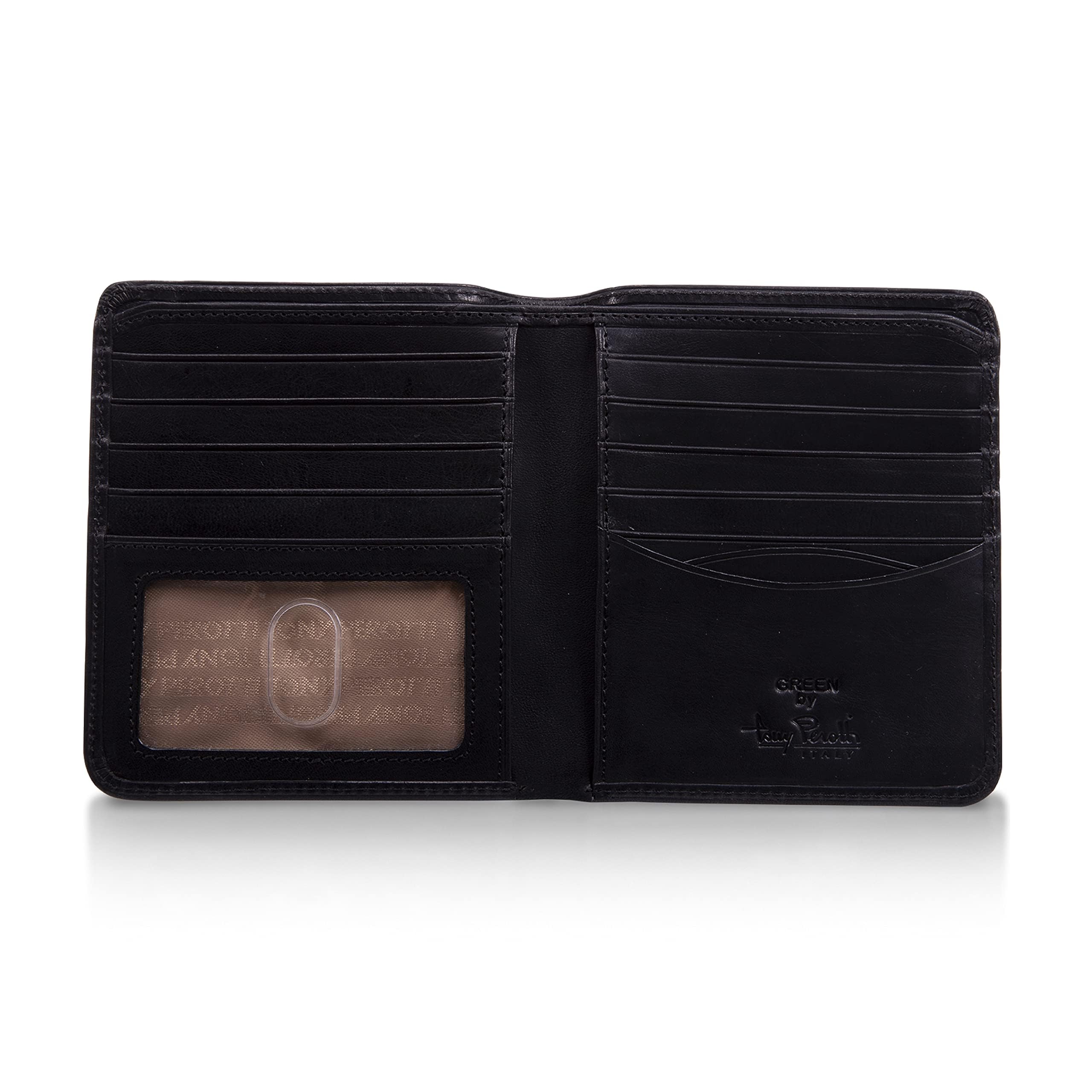 Tony Perotti Men's Italian Leather Bifold Wallet With Card Holders, Pocket Size 4.25"(w), ID Window - Eco-Friendly Vegetable-Tanned Full Grain Leather