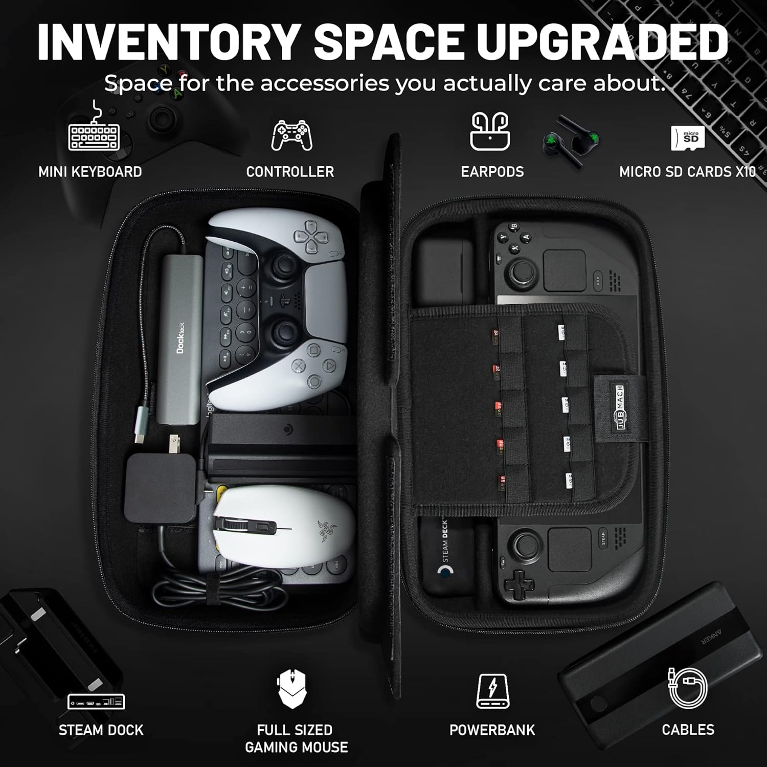 JUBMACH Steam Deck Carrying Case Compatible with Steam Deck Cover TPU - Protective Case for Steam Deck Console & Accessories Non-slip Shockproof Full Shell Design, Anti-scratch Screen Protector Black : Video Games