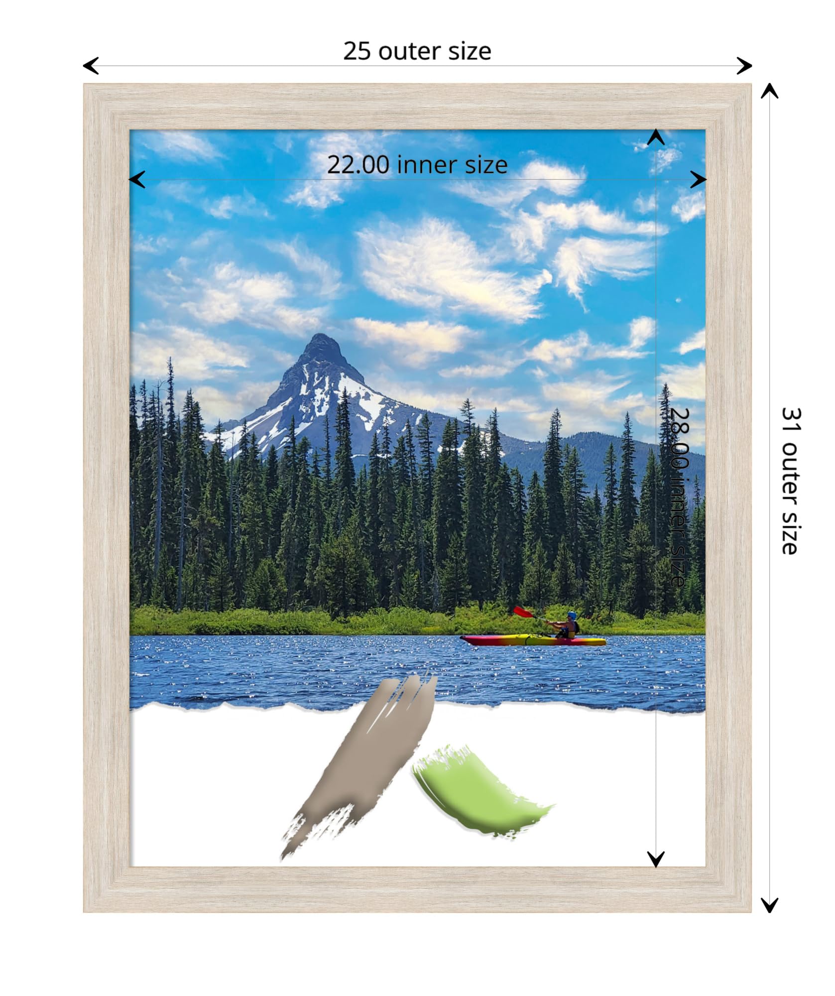 Amanti Art Hardwood Whitewash Narrow Wood Picture Frame Opening Size 22x28 Picture Frame for Wall, White Picture Frame for use as Wedding Photo Frame, Kids Art Frame or Poster Frame for Wall