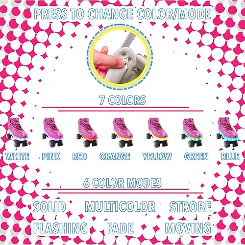 Miniatura 3 de CHICAGO Skates Pulse Light Up - Patines cuádruples para mujer, tallas para adultos, rosa, 4 (CRS710-04)