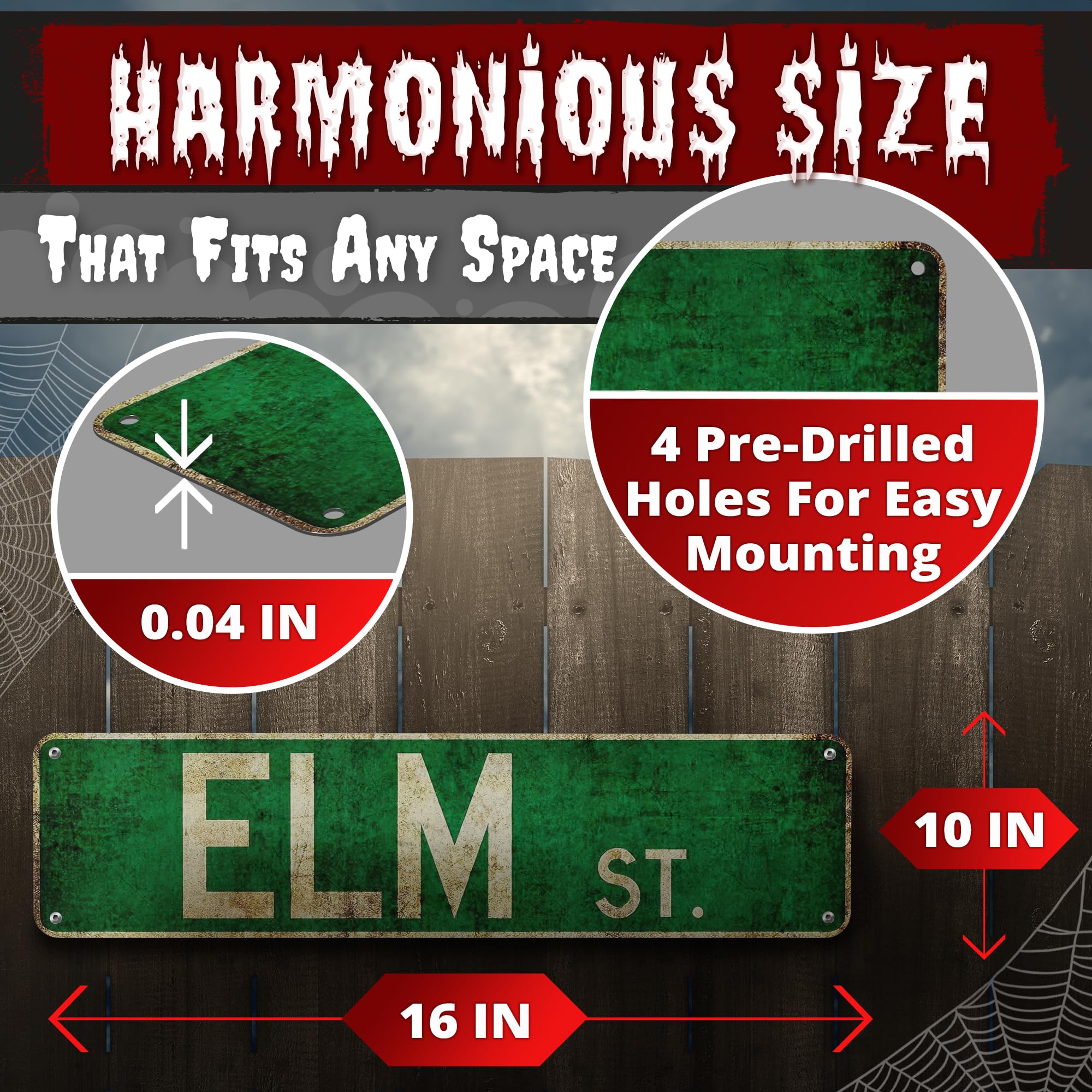 Metal Tin Sign Elm St Street Signs Outdoor Road Signs 16X4Inch, Green - Image 2