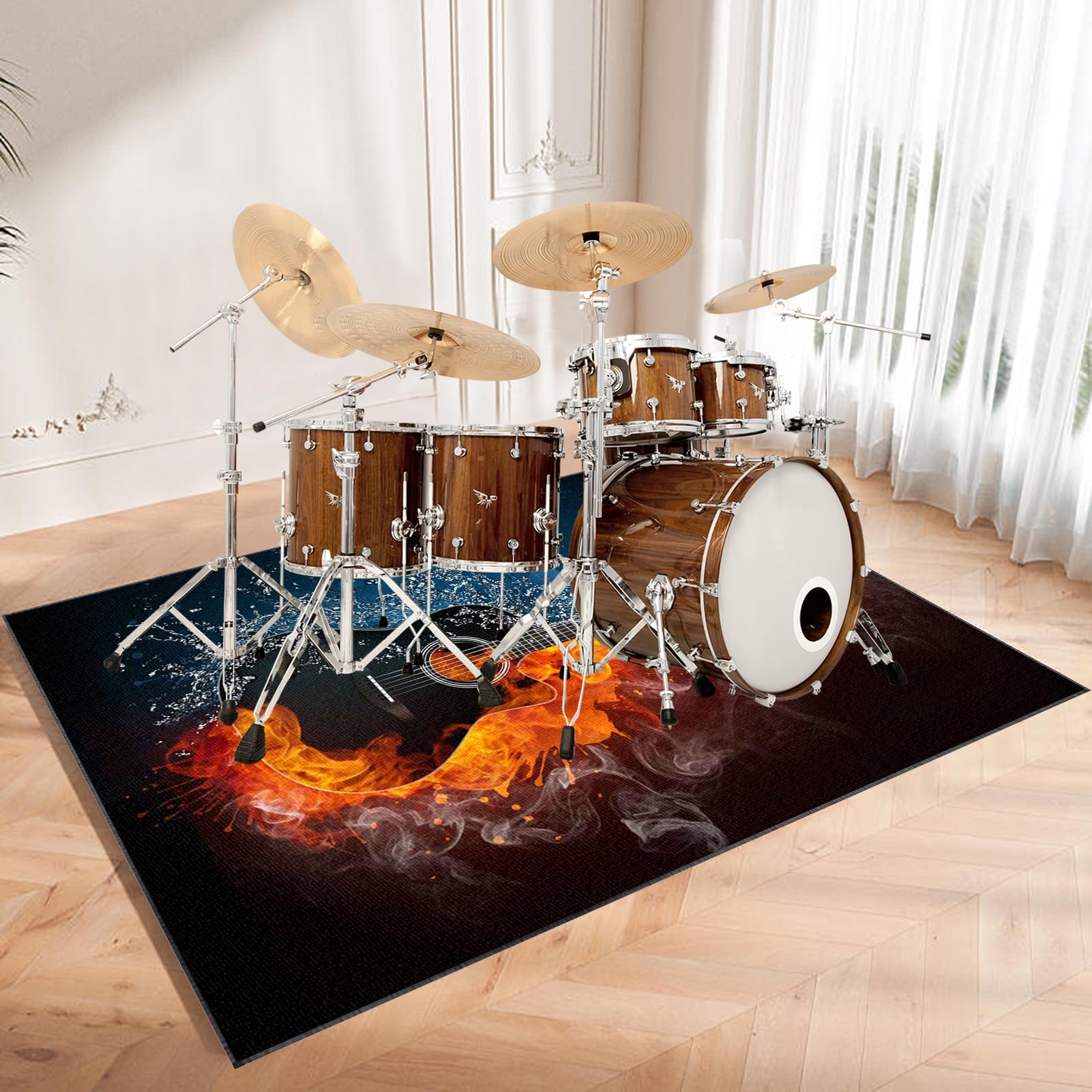 200 x 180 cm Trommel Teppiche, Schallschutz Teppich Matte, Drum Teppich, Drum Rug rutschfeste Drum Matte für Akustik Schlagzeug Drum Kits Bass Drum Elektronisch Snare Klavier Musikinstrumente