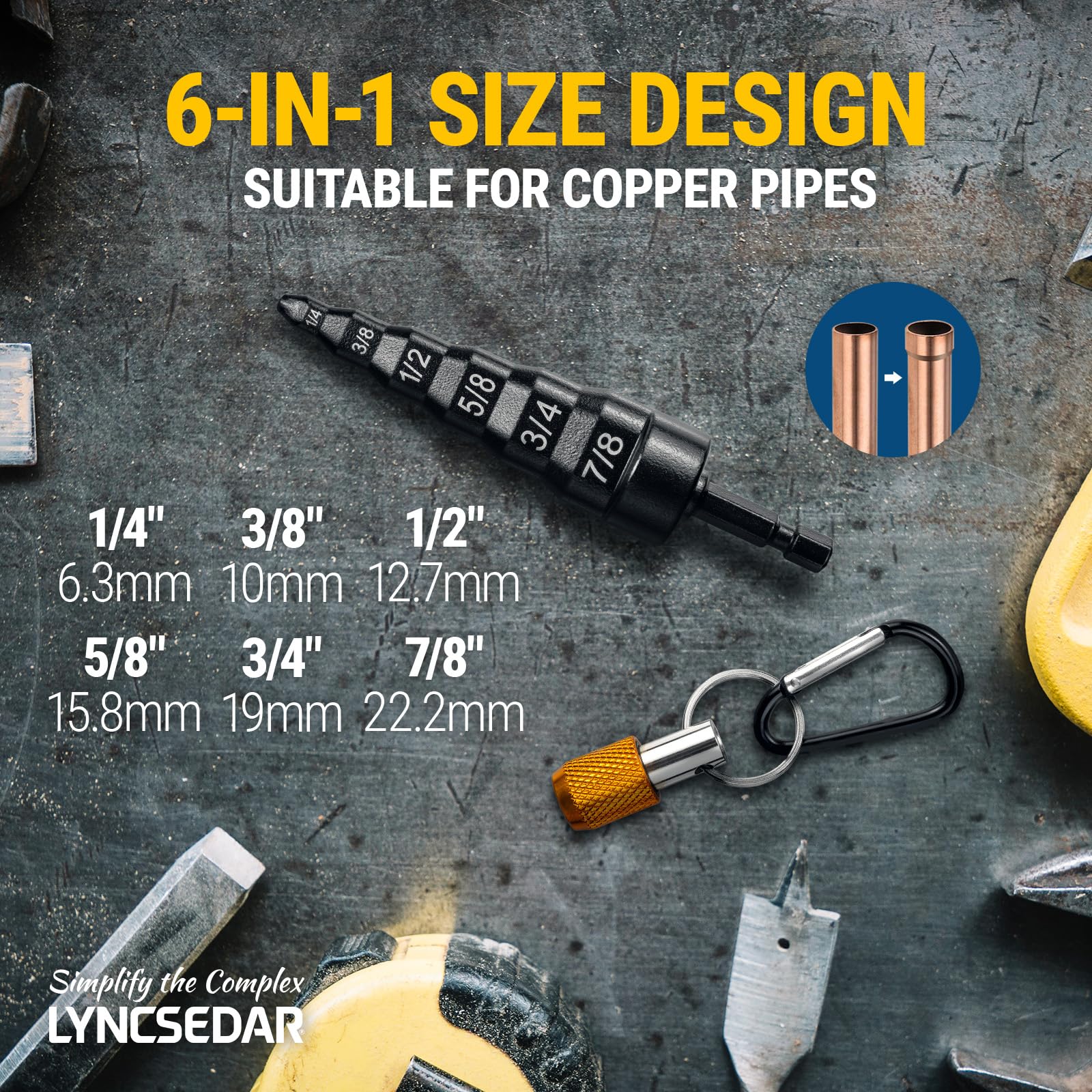 LYNCSEDAR 2PCS 6-in-1 Copper Tube Expander, Swaging Tool HVAC with Drill Bit Holder, Swage Tool Flaring for 1/4