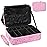MONSTINA Professional Makeup Case Bag|3 Layers Large Capacity Cosmetic Organizer Brush Bag,Barber Train Case Makeup Artist Box,PU Leather Stylish Geometric Reflection Patterns Pink