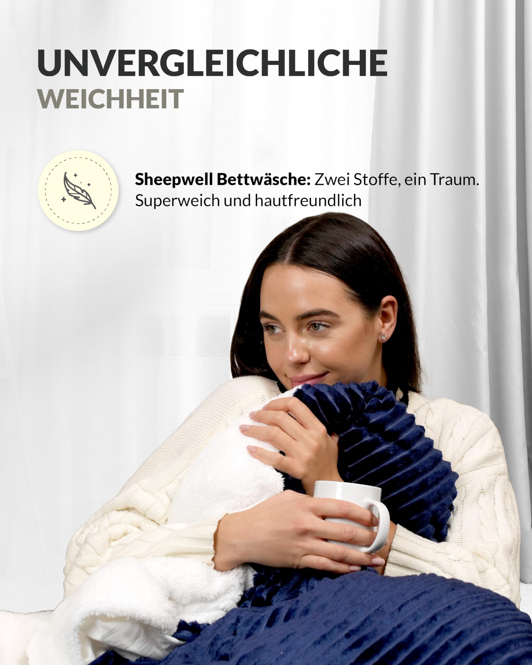 Flauschige Plüsch Bettwäsche Navy Blue weiß Bettwäsche 135x200, Kissenbezug 80x80 Winterbettwäsche, Kinderbettwäsche, Fellbettwäsche kuschelig warm, Flanell, kuschelweich, bügelfrei