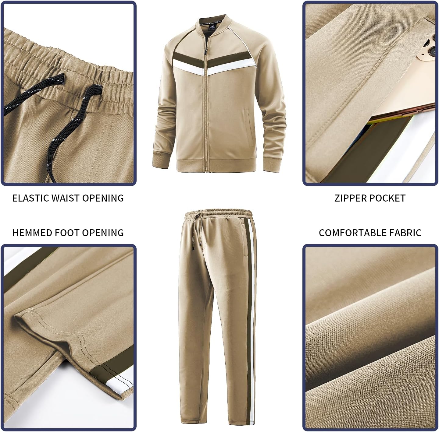 W JIANWANG Men's Casual Tracksuits Long Sleeve Jogging Suits Sweatsuit Sets Track Jackets and Pants 2 Piece Outfit - Image 4