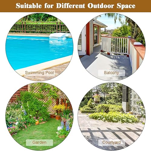 Miniatura 6 de Tangkula Juego de 3 mecedoras de mimbre para patio, mecedoras al aire libre y mesa con cojines, mesa de centro de cristal con estante de