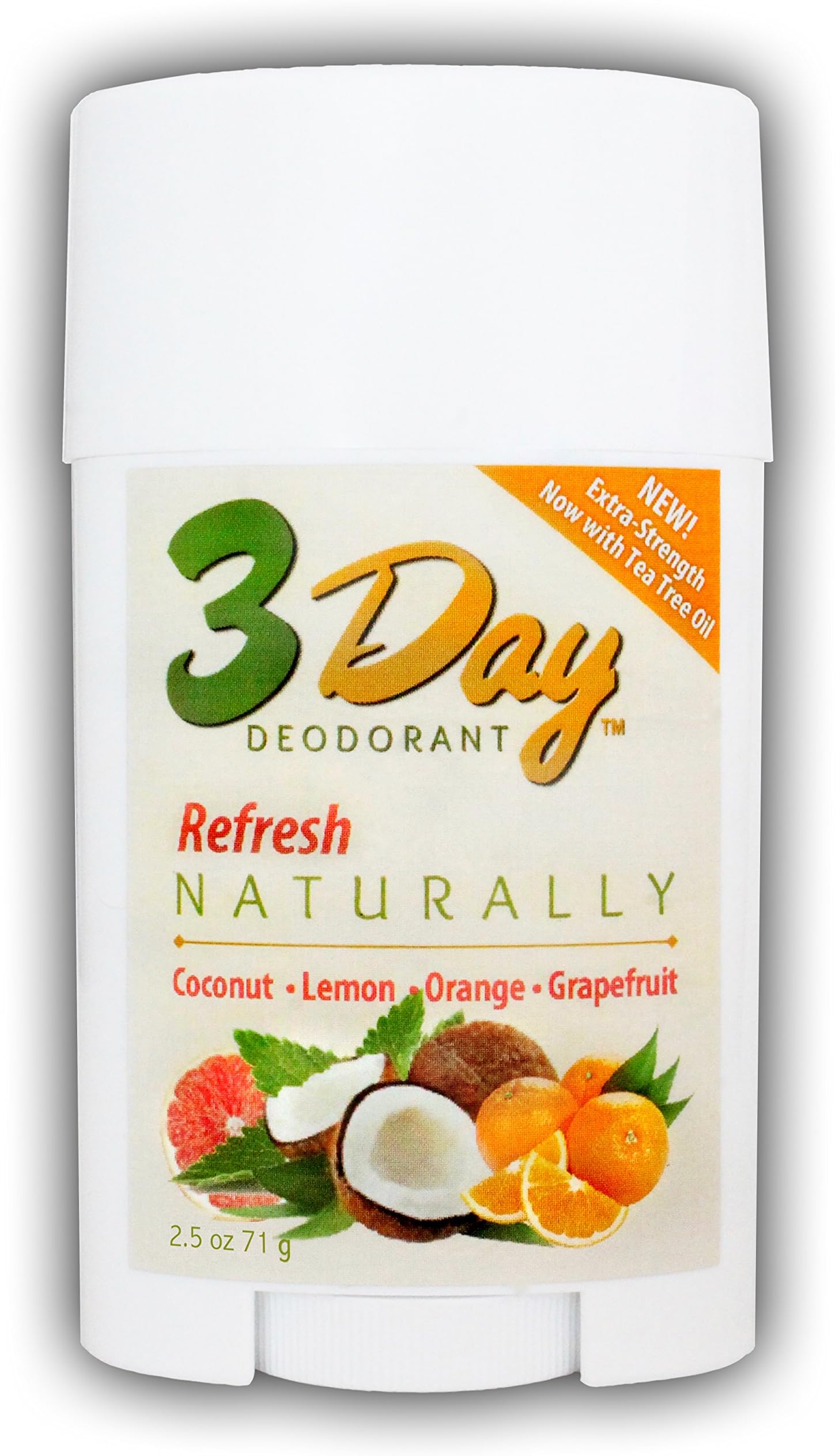 3-Day Natural Deodorant - New Softer Formula - All Natural, Farm Tested (2.5 oz Stick) Gluten Free, Aluminum Free (Refresh)