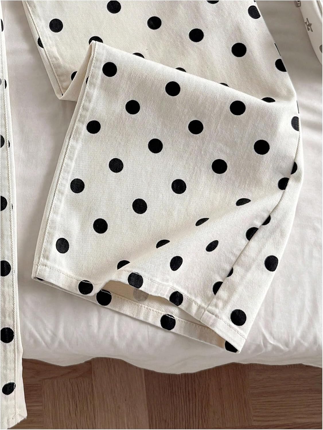 MakeMeChic Women's Polka Dots Straight Leg Jeans Vintage Denim Pants with Pocket - Image 4