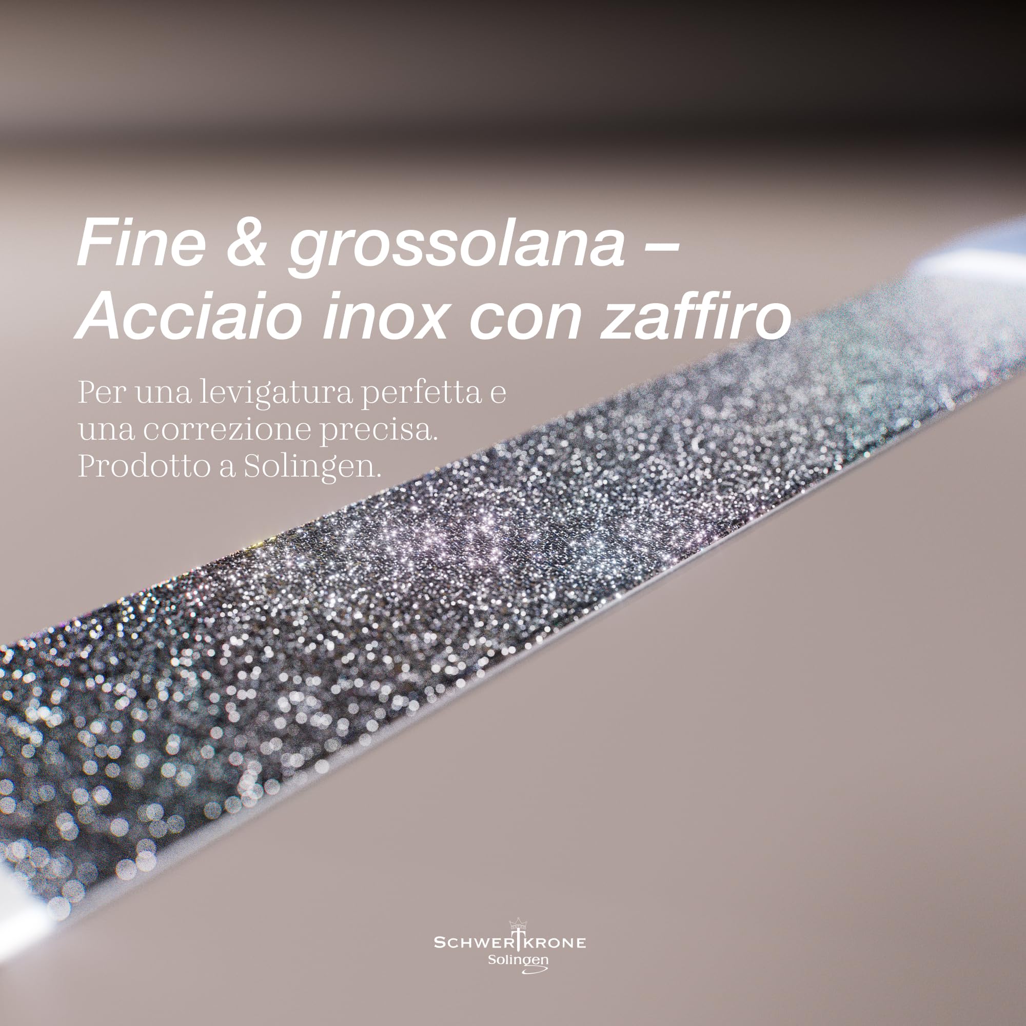 SCHWERTKRONE Set 4 Lime per Unghie in Zaffiro di Alta Qualità - Solingen, 4 Pezzi di Lime per Unghie in Diverse Misure, Ideali per Manicure e Pedicure