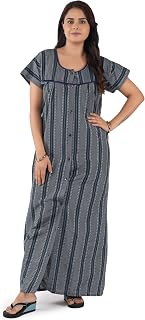 ANGLINA Women's All Over Printed Open Front Cotton Blend Nighty/Maxi/Nightgown/Nightwear WSR-138 Price In India