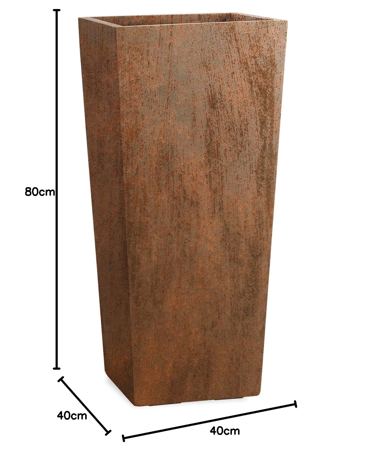 Pflanzwerk® Donica na rośliny, wazon podłogowy, włókno szklane, Conic RST 80 x 40 x 40 cm, odporna na mróz, niemiecka jakość premium, impregnacja z efektem lotosu