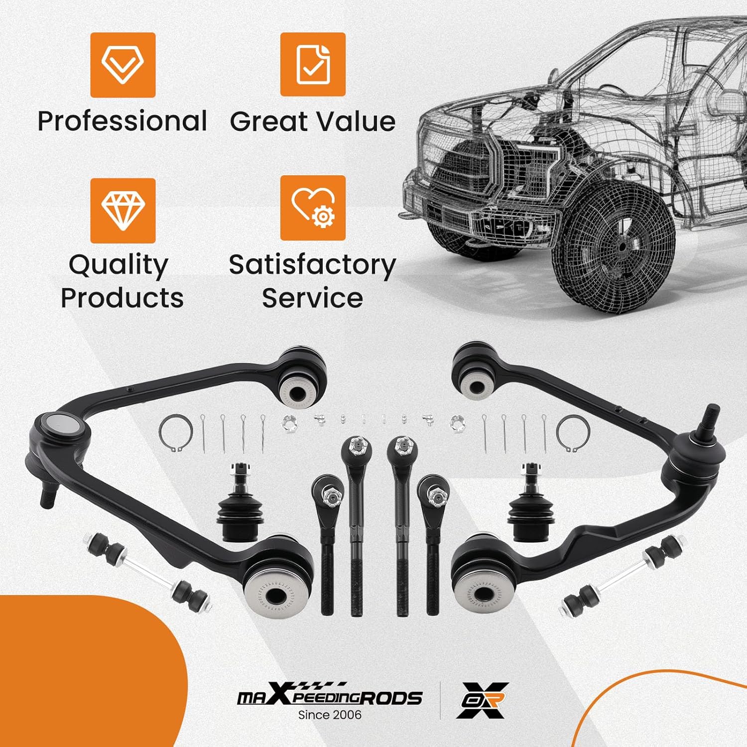 maXpeedingrods 10Pcs RWD Front Upper Control Arm with Ball Joint Suspension Kit for Ford Expedition 1997-2002 F-150 1997-2003 F-250 1997-1999 Lincoln Navigator 1998-2002 Blackwood
