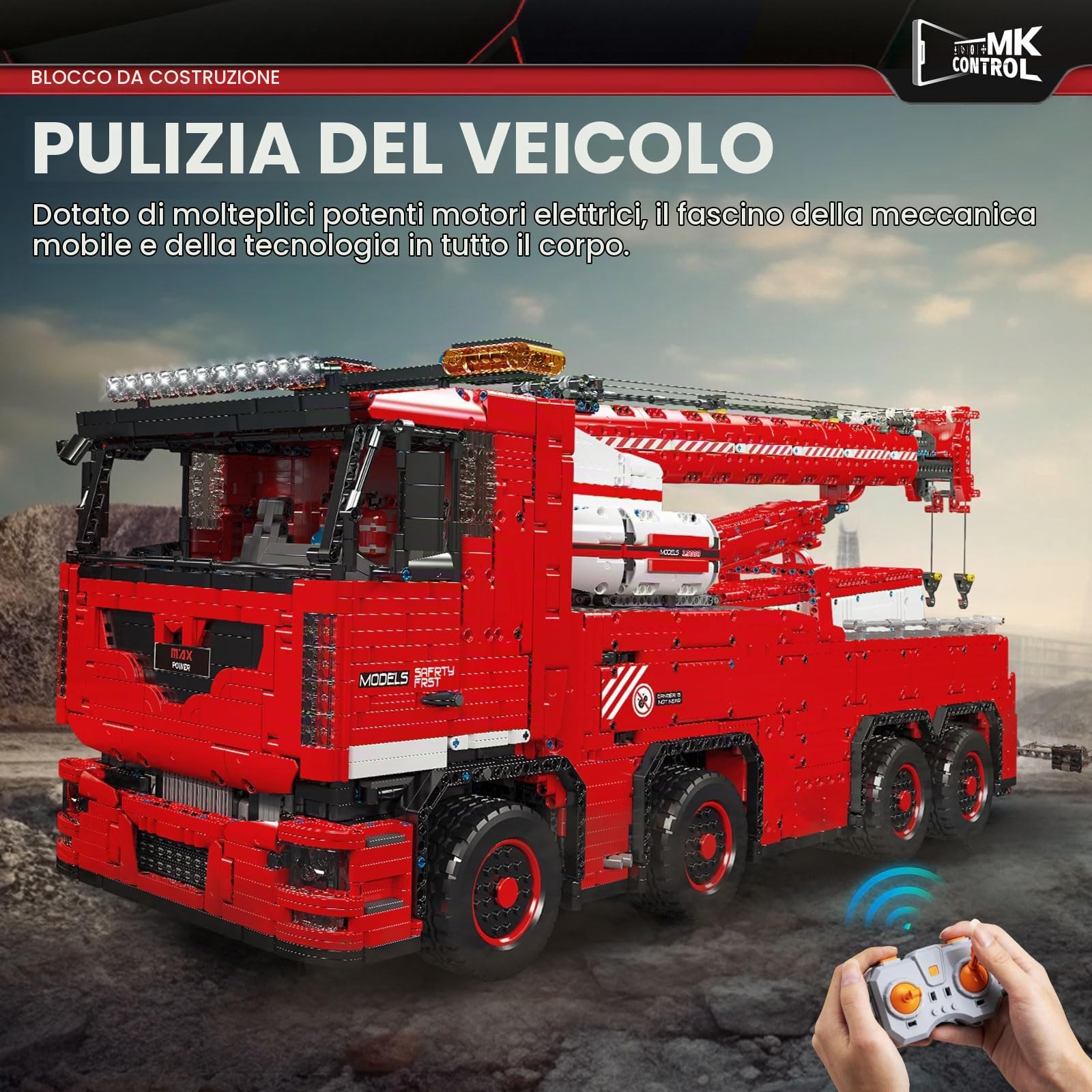 Mould King 19008 Carro Attrezzi Versione Dinamica dei Blocchi del Modello di Camion da Costruzione, 10966 Pezzi Kit di Montaggio del Demolitore Autocarro con Gru Pneumatica con 19 Motori Kit