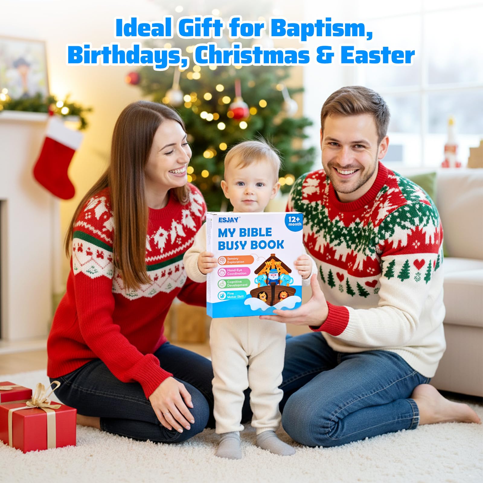 Esjay Busy Board Bible Quiet Activity Book per bambini piccoli Montessori Giocattoli a partire da 1 2 3 anni bambino gioco battesimo compleanno regalo ragazzi ragazze giocattolo educativo giocattolo