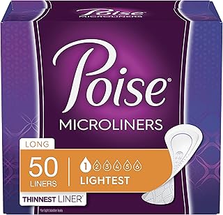 Poise Microliners, incontinence panty liners, lightest absorbency, long, 50 Count (Pack of 8)