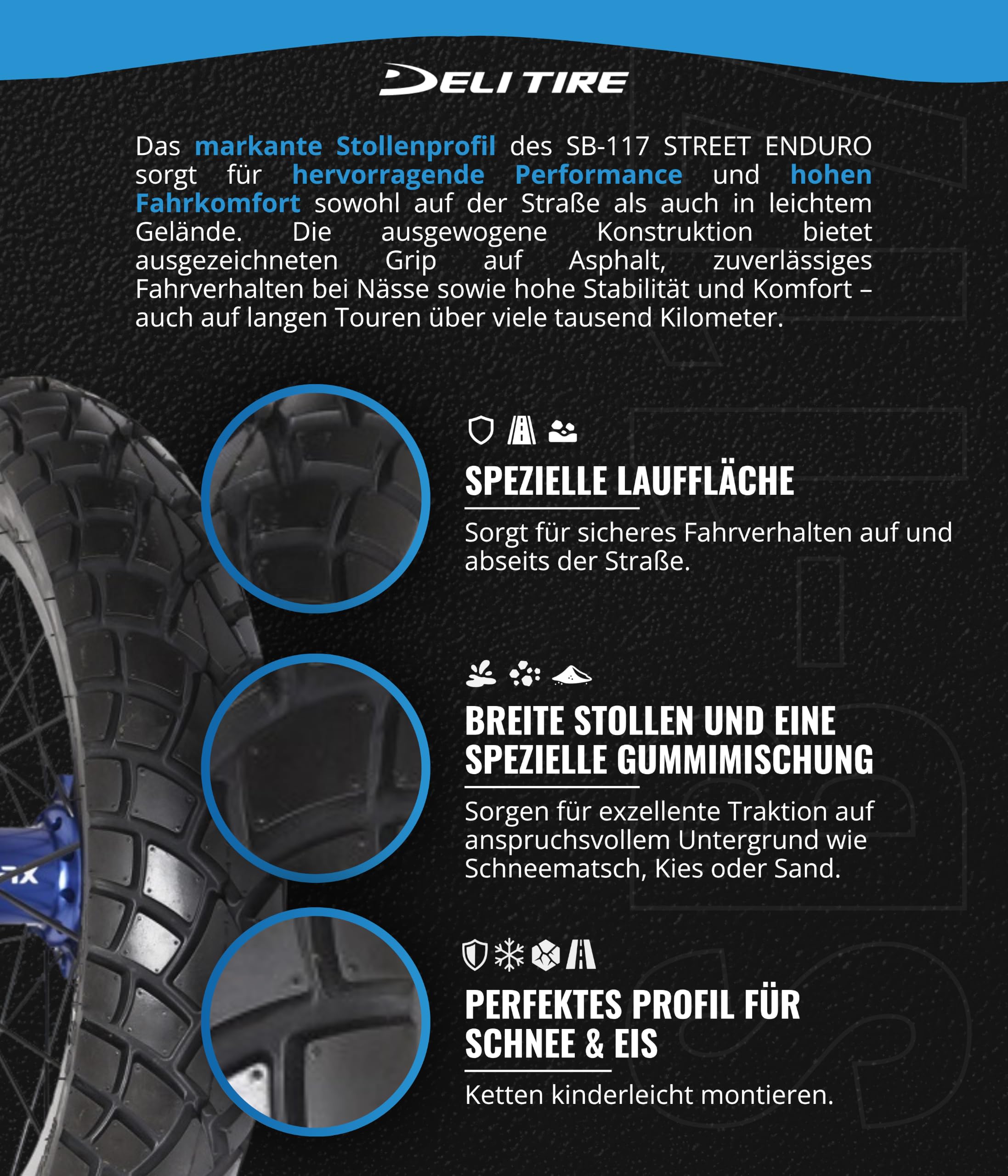 DELI REIFEN 117 STREET ENDURO 130/80-17 HINTEN SCHUNE