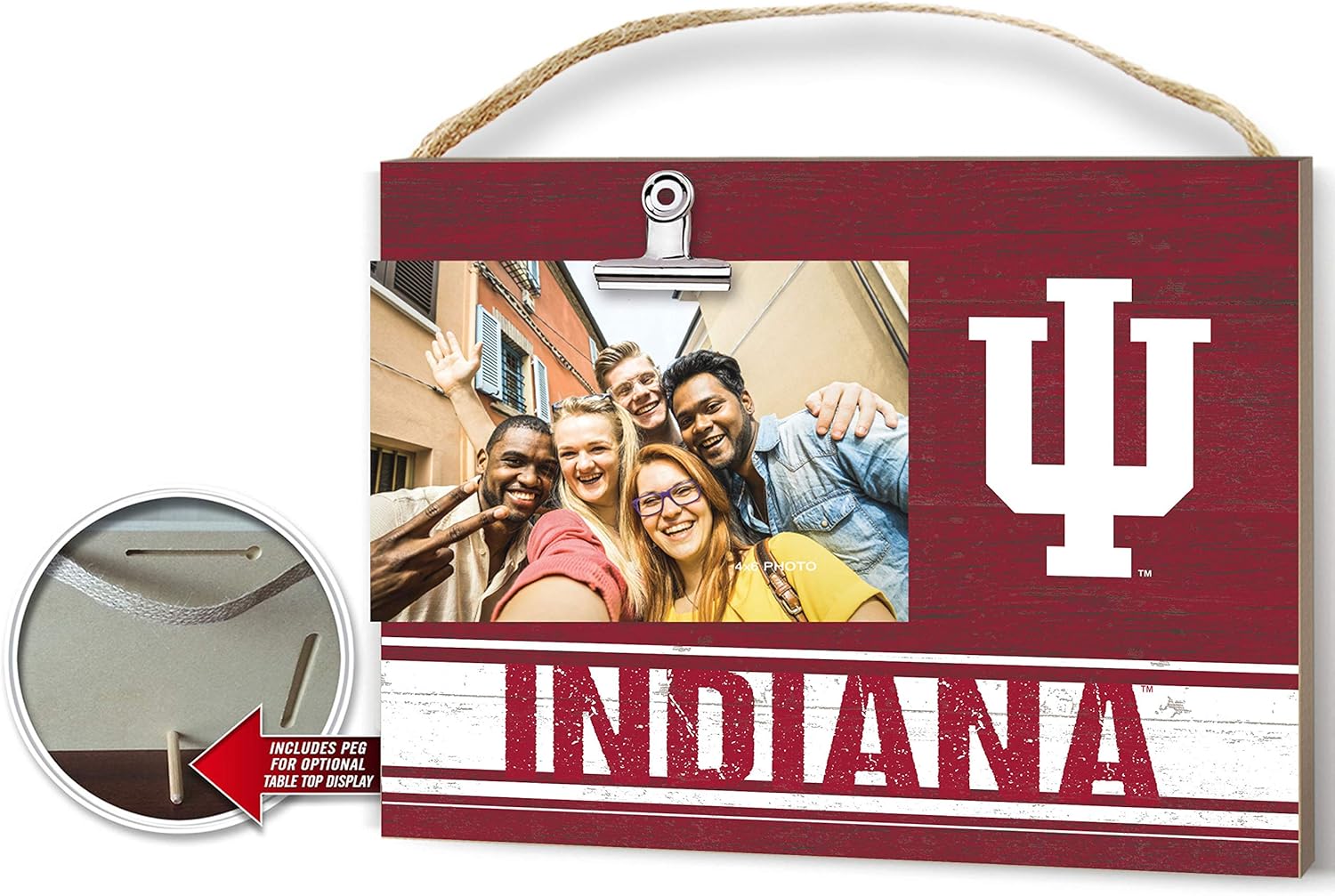 KH Sports Fan Team Color Indiana Hoosiers Clip Photo Frame, Holds 4x6 Photo, Hoosiers Gifts and Home Decor; Display Your Team Spirit with This Indiana Picture Frame