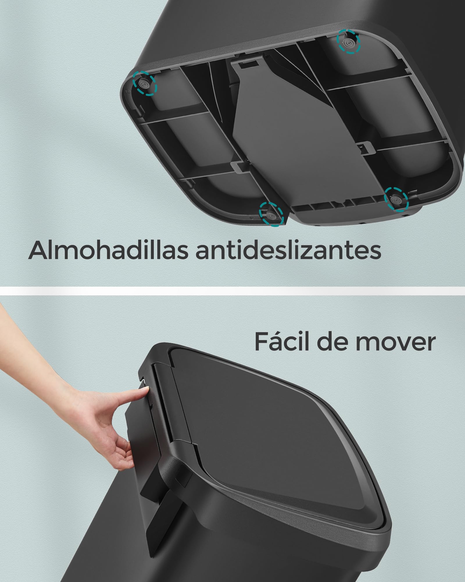 SONGMICS Cubo de Basura de Cocina, 50 L, Cubo de Basura de Metal con Pedal y Tapa, Alto y Grande, Negro LTB530B5002